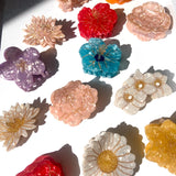 Hand-Painted Flower Claw Hair Clip