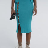 Button up skirt with side detail