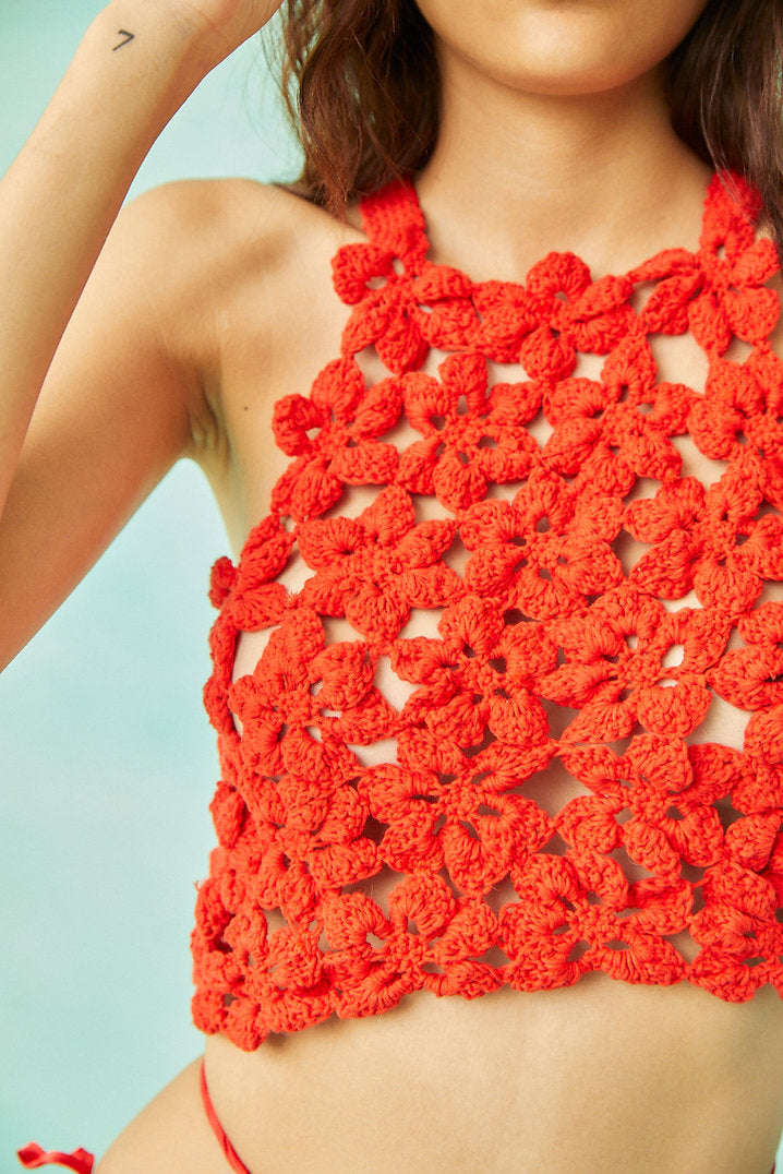 Tach Manolita Crochet Top | Red