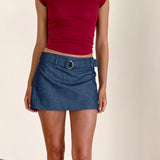 Motel Marine Belted Mini Skirt