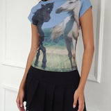 Motel Nova Top | Horse Print