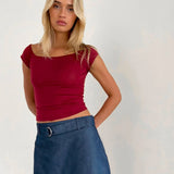 Motel Marine Belted Mini Skirt