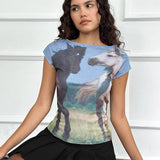 Motel Nova Top | Horse Print