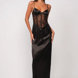 Sky to Moon Black Corset Maxi Dress