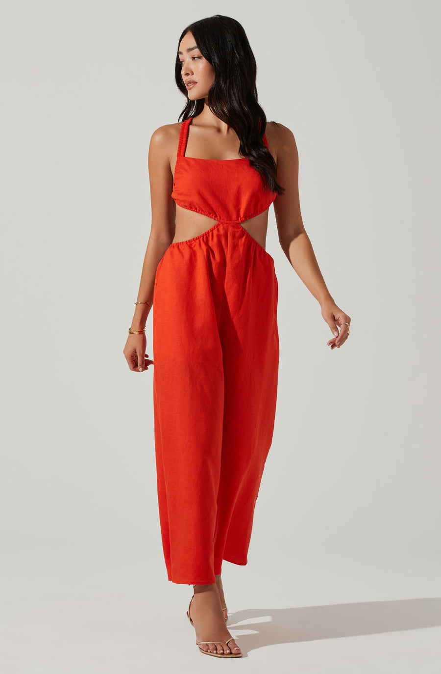 ASTR Marise Cut-Out Jumpsuit | Chili