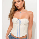 Pretty Garbage Lace-Up Textured Corset Top