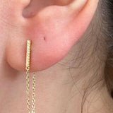 Pave Gold Bar with Chain