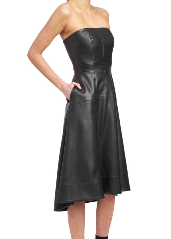 En Saison Faux Leather Bustier Midi Dress