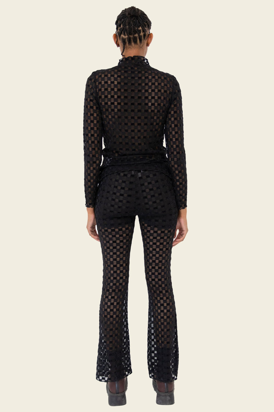 Find Me Now Harmony Checkered Mesh Top | Black