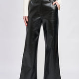 En Saison Fitted Flared Faux Leather Pant | Black