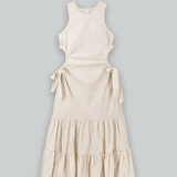 Esthé Tiered Cotton Cut-Out Maxi Dress Off-White