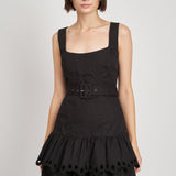 En Saison Ariel Embroidered Ruffled Mini Dress | Black