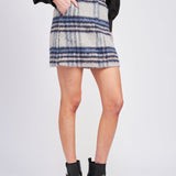 En Saison Autumn Plaid Wool Mini Skirt | Navy