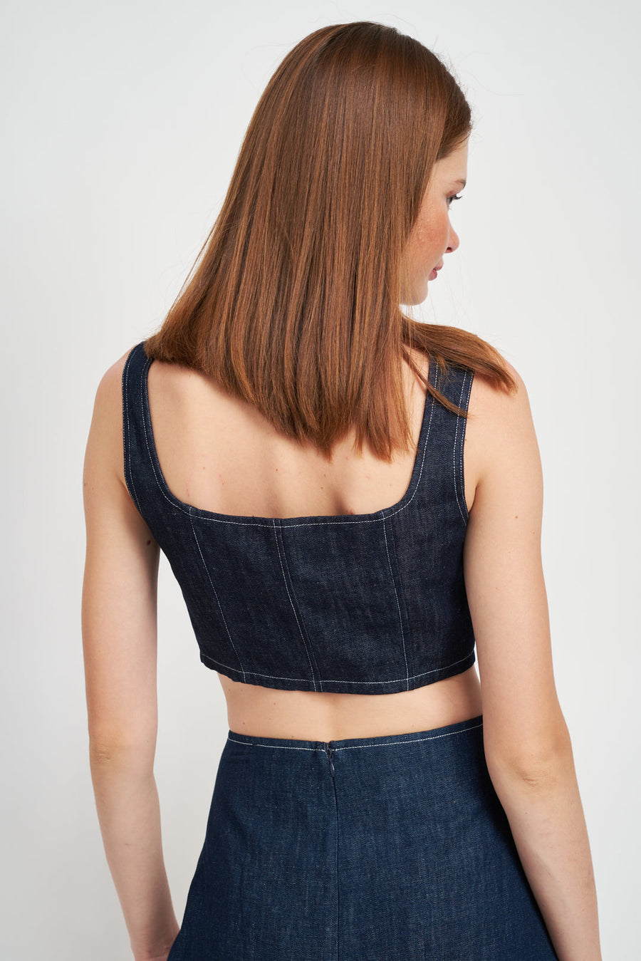 En Saison Demi Denim Bustier Crop Top
