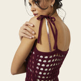 Find Me Now Cuore Crochet Midi Dress | Merlot
