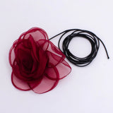 Rose Flower Choker Necklace in Fuchsia
