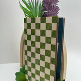 Stacy Wong Checkered Skinny Pocket Wall Vase Planter in Green