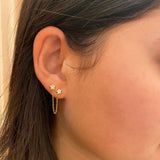 Gold Pave Star Studs with Chain Single