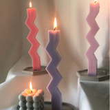Lolita’s Candle Co. Pink Minimalist Zig Zag Pillar Decor Candle