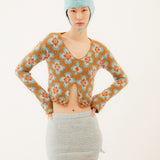 Tach Alhena Knit Sweater in Brown & Light Blue