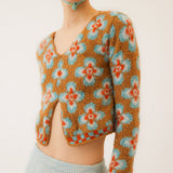 Tach Alhena Knit Sweater in Brown & Light Blue