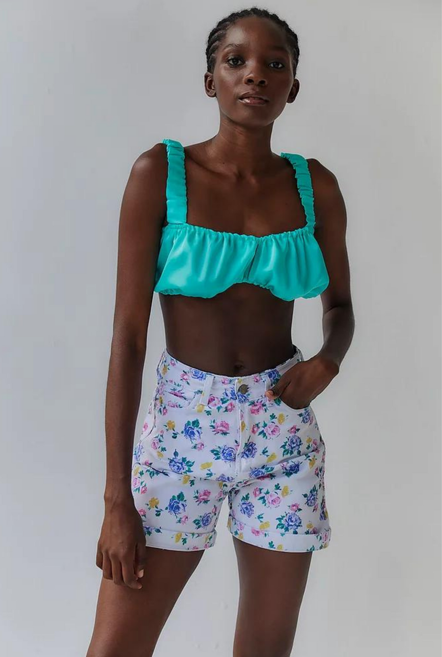 Tach Lima Floral Denim Shorts