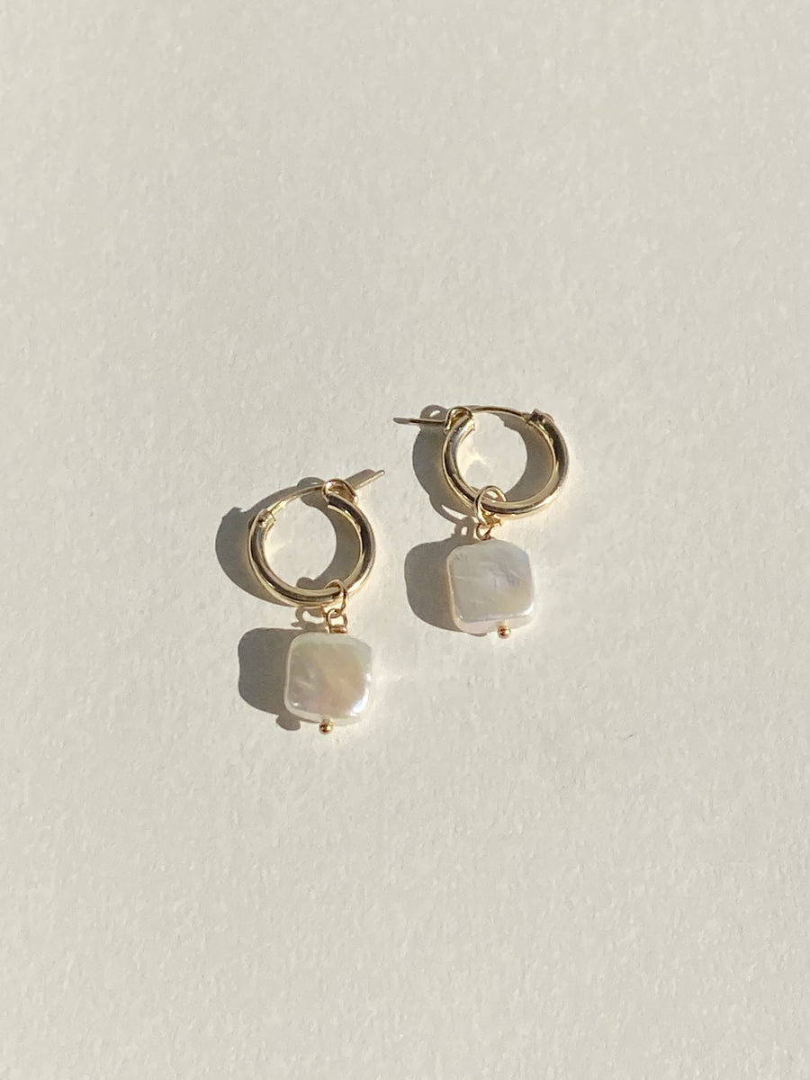 Bebe Rouge Dinah Square Pearl Hoop Earrings