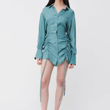 Suboo Andy Ruched Mini Shirt Dress| Seafoam