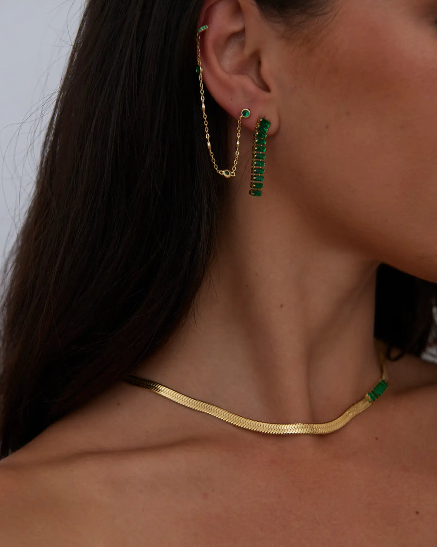 Sahira Parker Snake Chain Necklace | Emerald