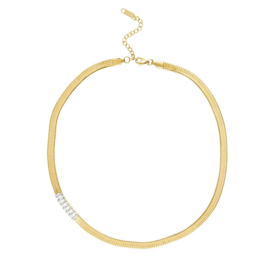 Sahira Parker Snake Chain Necklace | CZ Stone