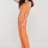 Another Girl Geo Print Bandeau in Orange/Ivory