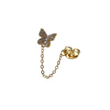 Pave Butterfly Chain Stud Single