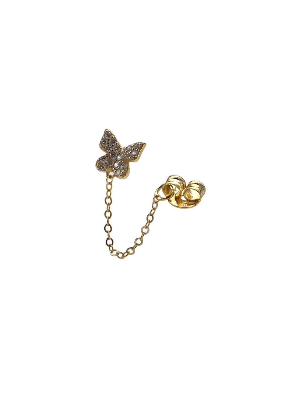 Pave Butterfly Chain Stud Single