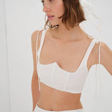 For Love & Lemons Layla Crop Top | White
