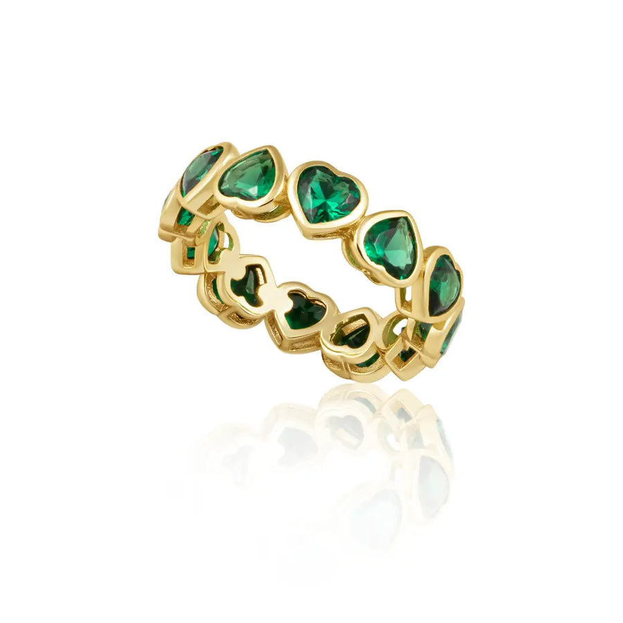 Sahira Heart Bezel Eternity Rings | Emerald
