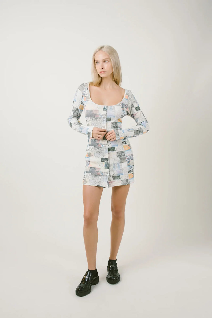 Rationalle Maliza Button Down Dress in East West Collage