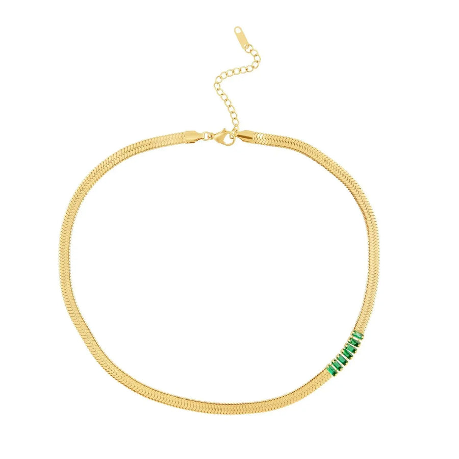 Sahira Parker Snake Chain Necklace | Emerald