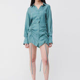 Suboo Andy Ruched Mini Shirt Dress| Seafoam