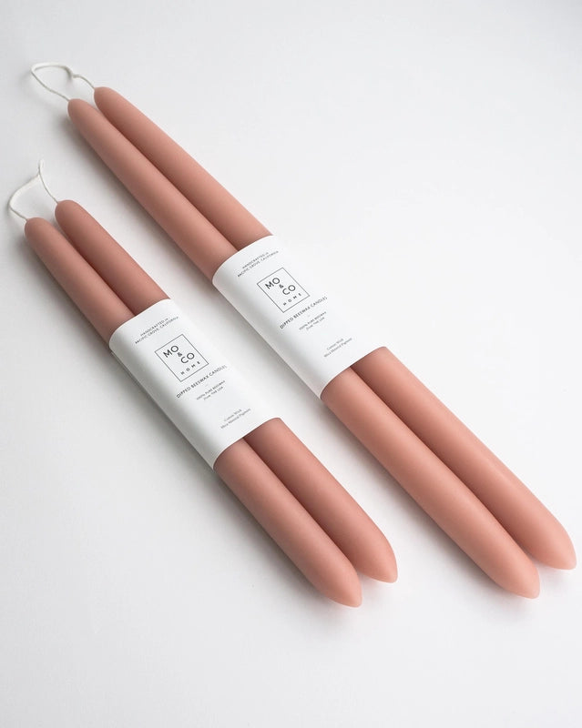 Mo & Co Dipped 100% Beeswax Candles in Terra Cotta
