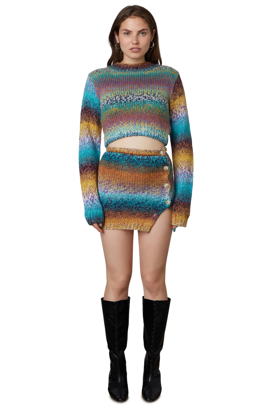 NIA Aspen Sweater Skirt Teal/Brown